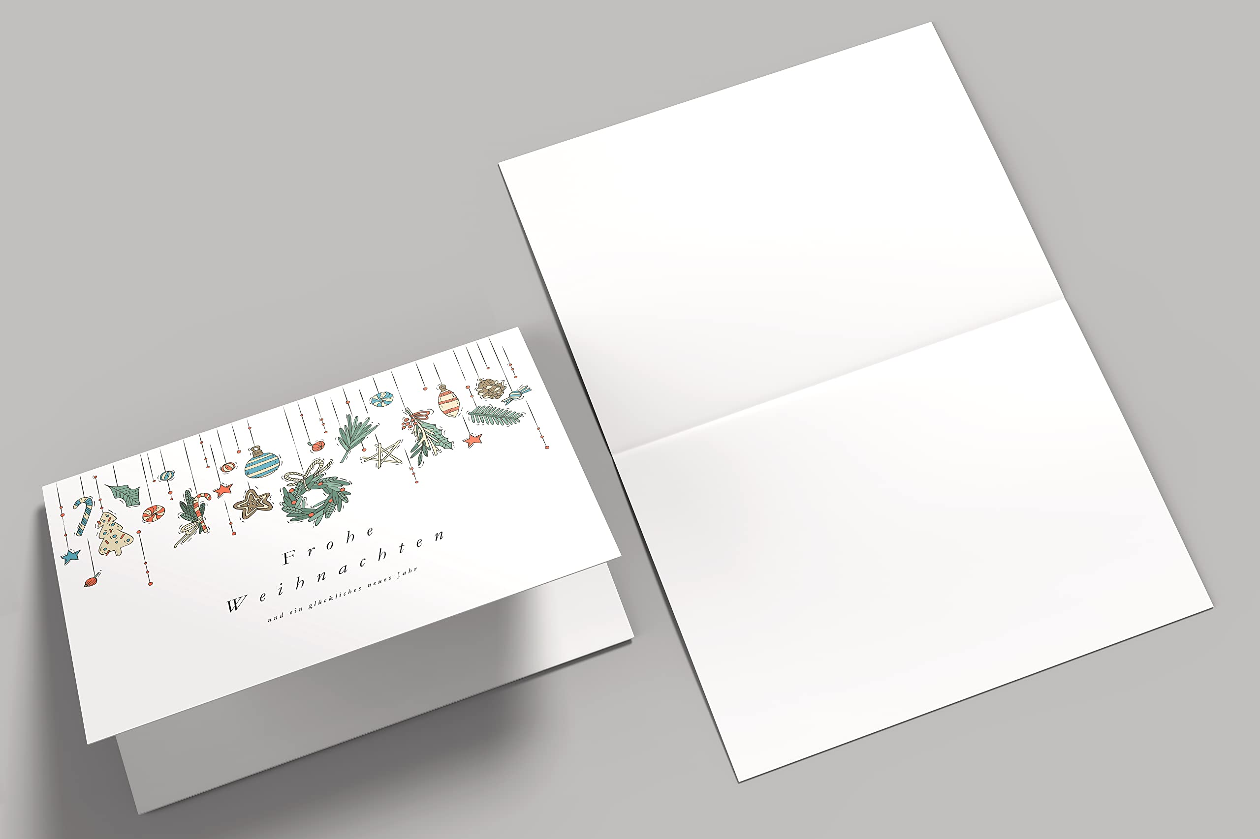 Biglietti di Natale con buste in carta kraft – 20 pezzi,famiglia amici e affari,A6 biglietti pieghevoli con busta, set moderno ed elegante