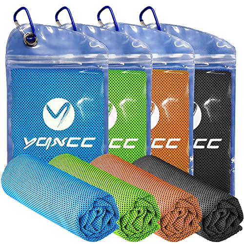 Image of YQXCC 4 Pack Cooling Towels (47 inchx12 inch), Ice Cool Towels for Neck & Face | Soft Breathable Microfiber, Instant Cooling Neck Wraps, Ideal for Yoga, Golf, Gym, Running, Camping & Hot Weather