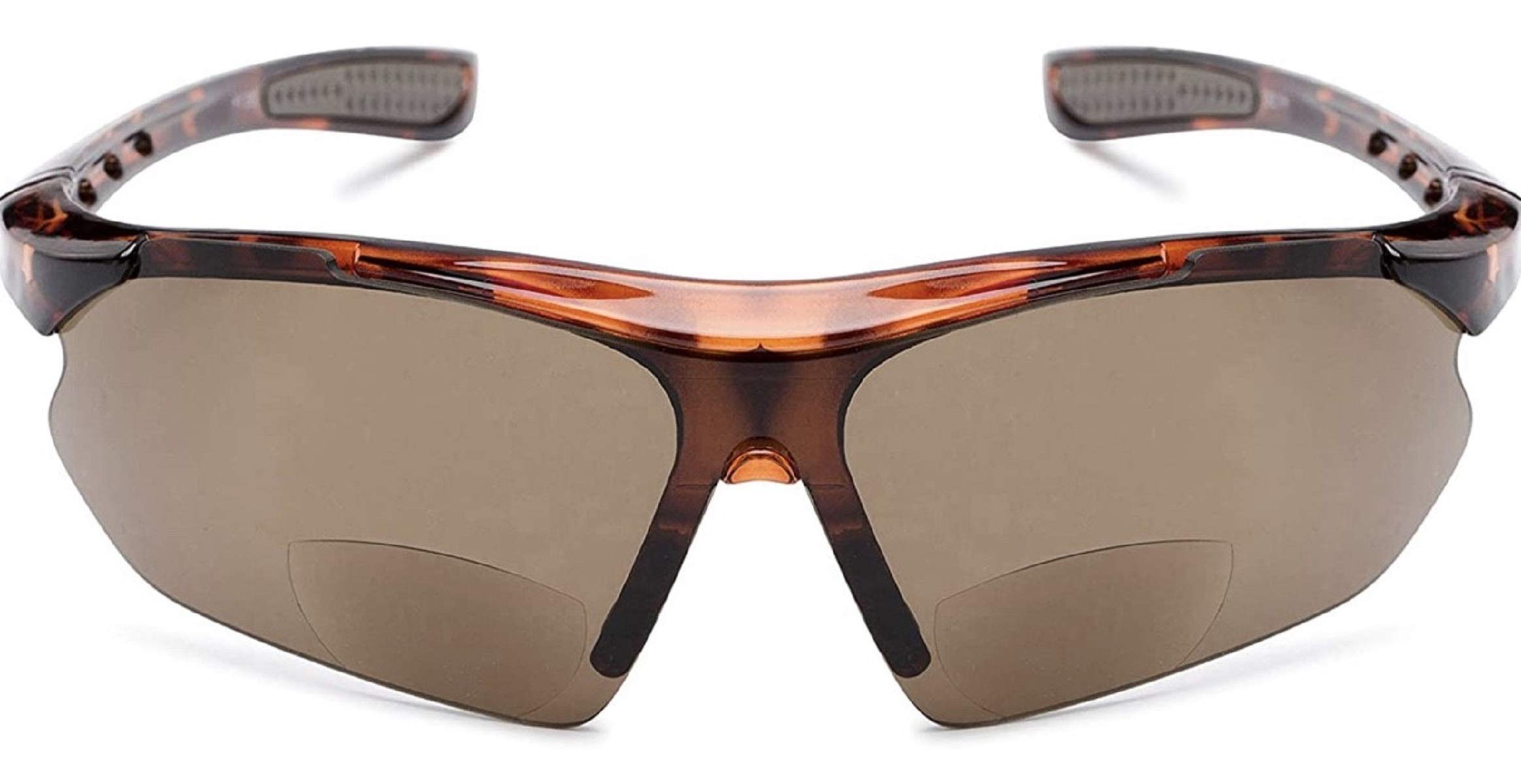Incredible Bargains The San Fran Half Frame Bifocal Sun Reader Reading Glasses, Plastic Sport and Wrap-Around Sunglasses for Men and Women + 2.50 Tortoise With Amber