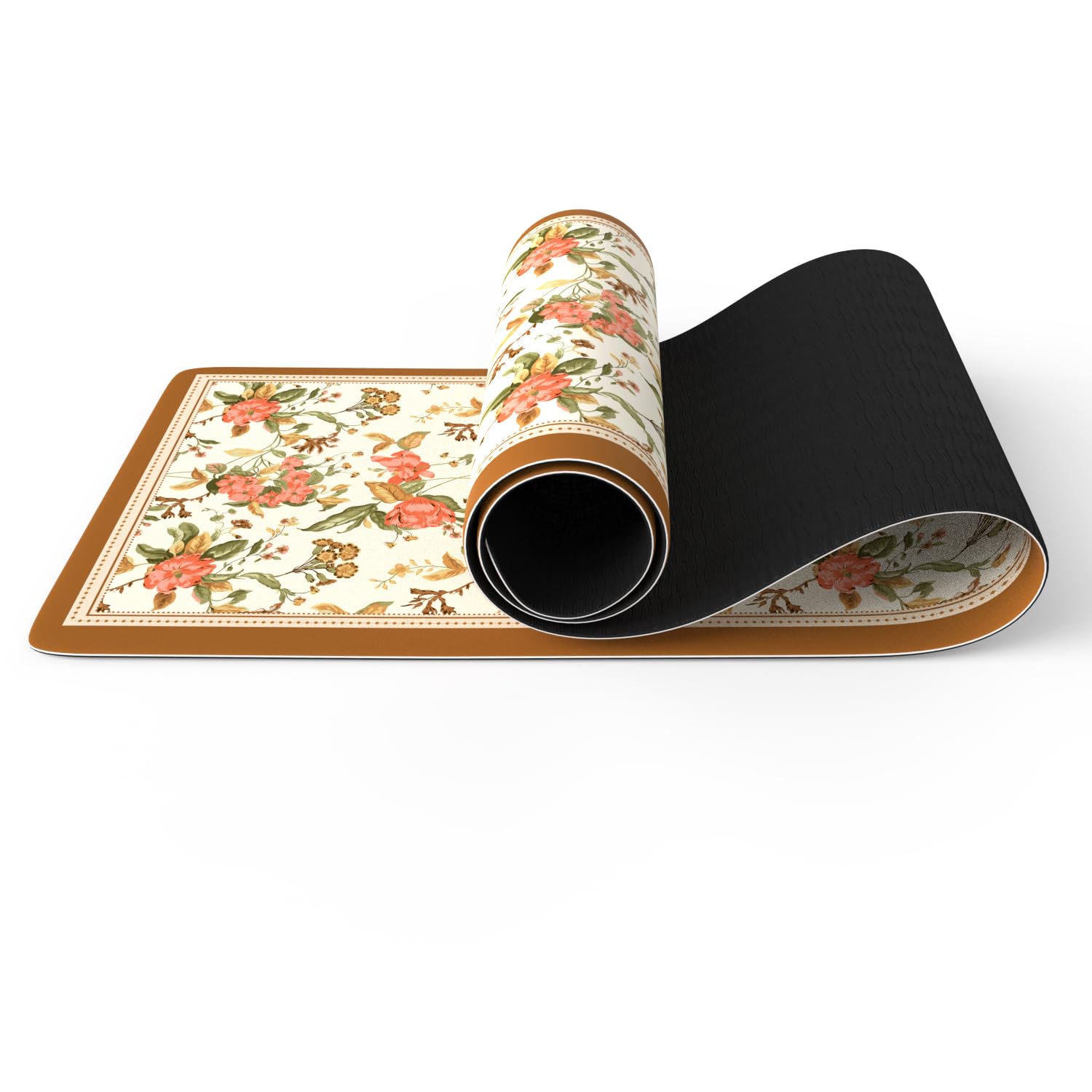 Haquno Extra Thick Yoga Mat 6mm - Non-Slip Exercise Mat for HIIT, Pilates & Home Workouts & Workout with Free Carry Strap(Light floral) — image 1