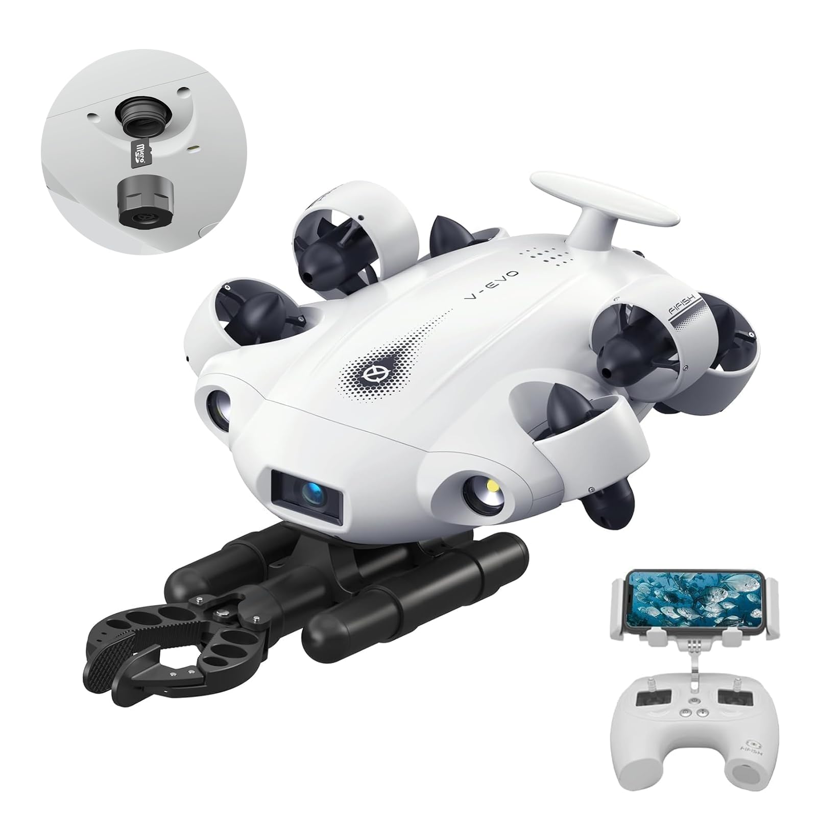 Vr Robot Arm Upgraded V Evo 4k60fps Underwater Drone With Robotic