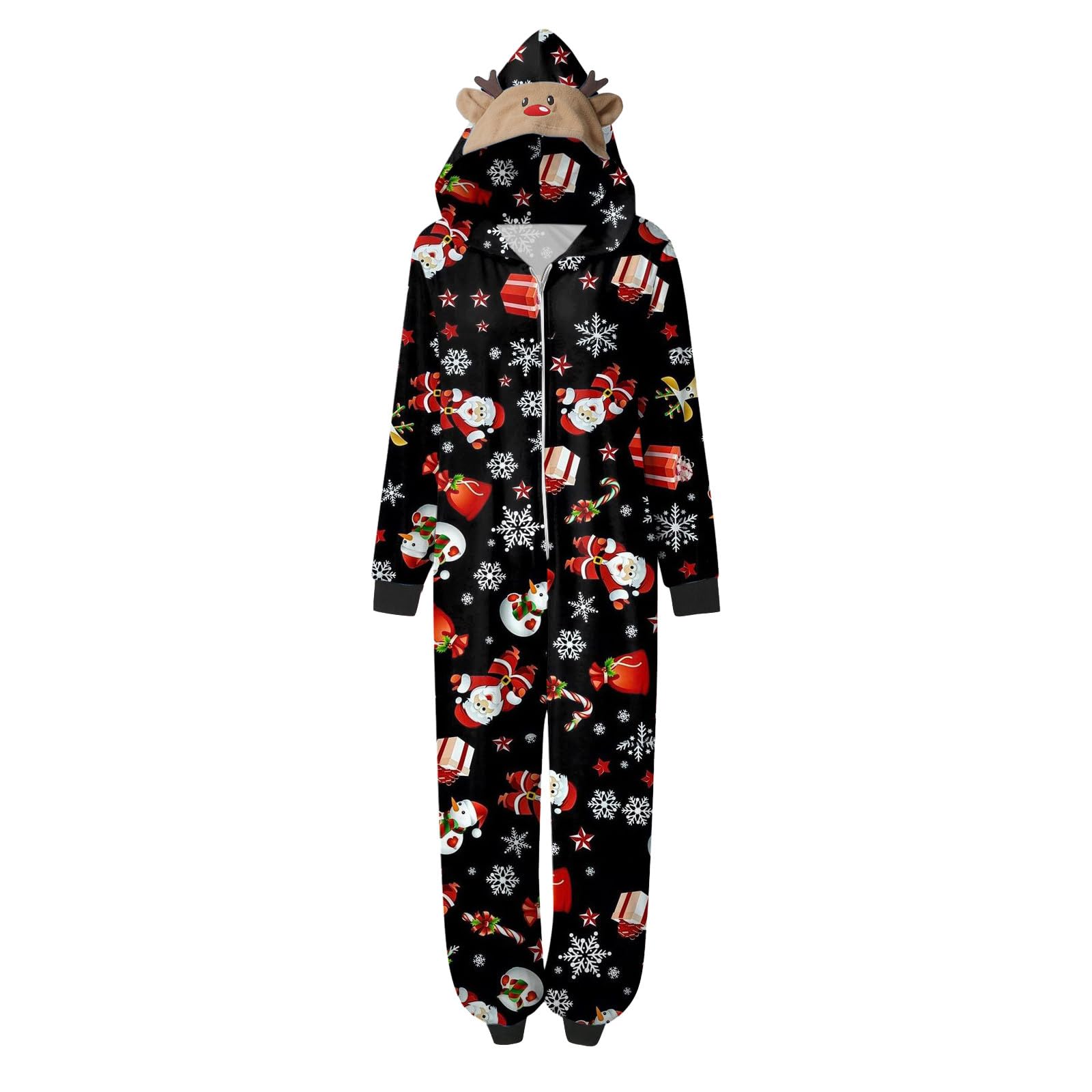 Genérico Mono Familiar de Navidad para Mamá Pijamas Suave con Estampado Cuadros Manga Larga Pelele Casual Fiesta Fiesta con Patrón de Cabeza Grande