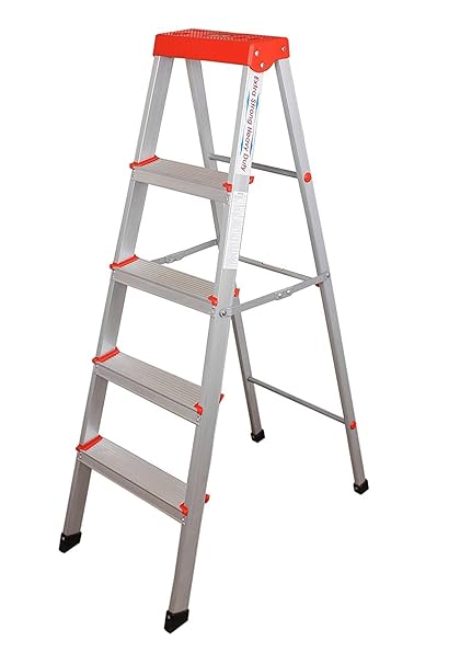 Parasnath EasyDay 4 Step Light Weight Aluminium Step Heavy Duty Folding Ladder - Made in India Orange