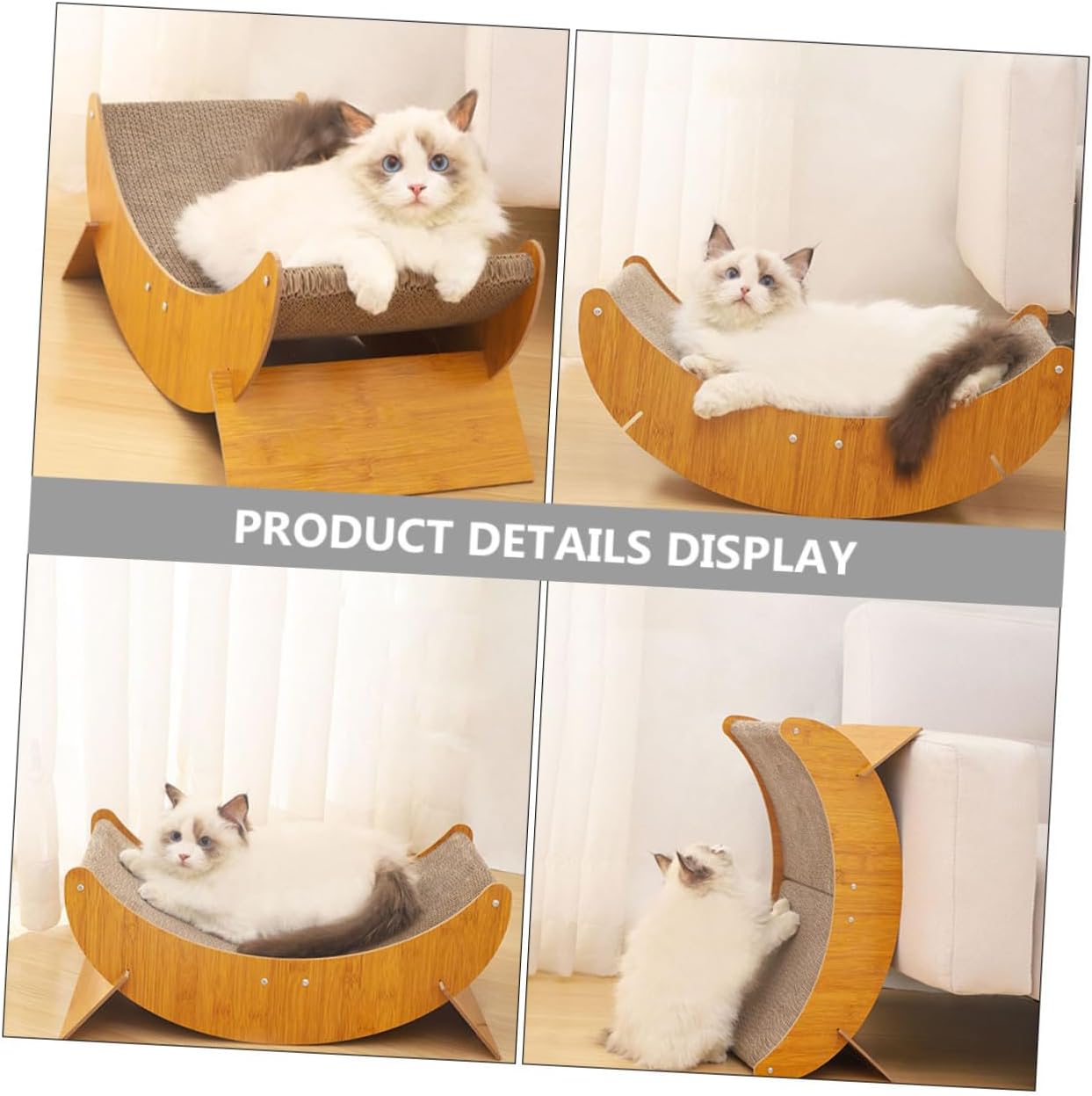 Moon-Shaped Sturdy Cat Scratcher Pad with Corrugated Cardboard Wear-Resistant Reusable Kitten Scratcher for Indoor Cats Multi-Functional Lounge and Play