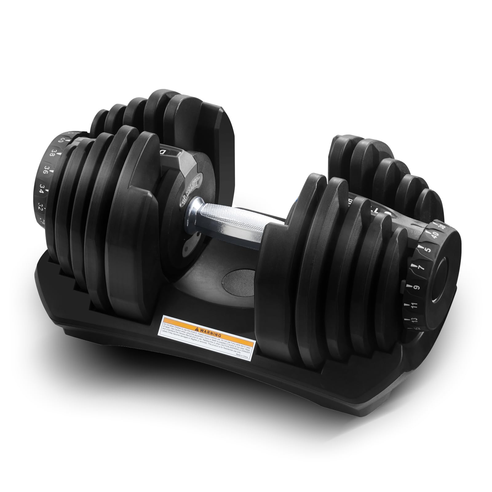 LSBIKE 40KG Adjustable Dumbbells Set for 17 Levels Weight Settings Adjustable Weights Dumbbell w/Safety Locking Mechanism Non-Slip Grip Saving-Space Design for Home Gym (Black, single)