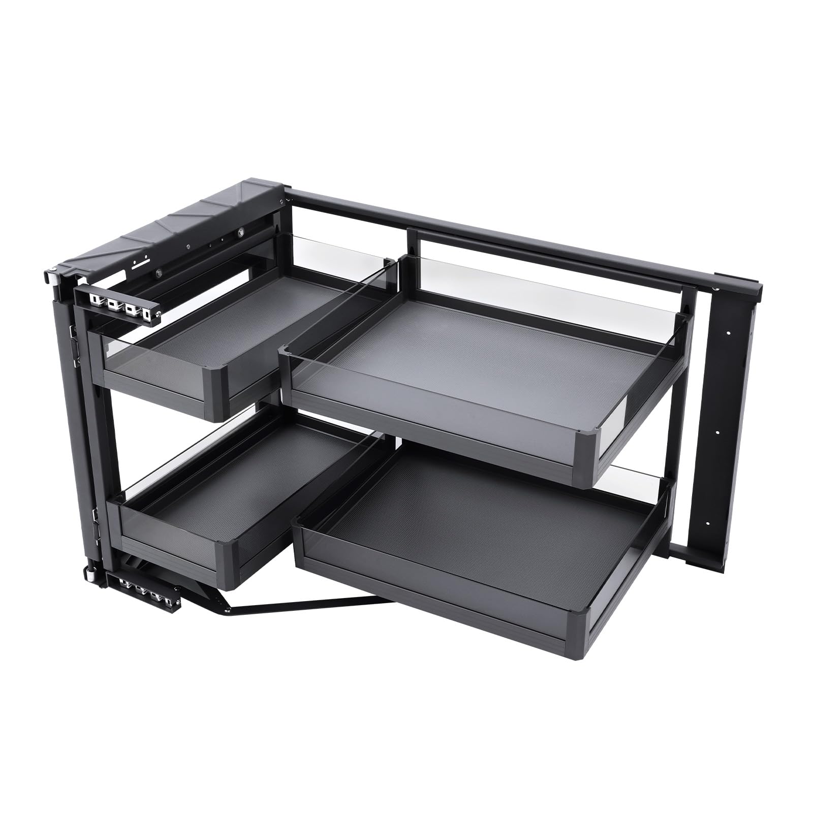 Bepritm 2-Tier Blind Corner Cabinet Organizer, Left/Right Pull-Out with 4 Adjustable Baskets, Fits 14