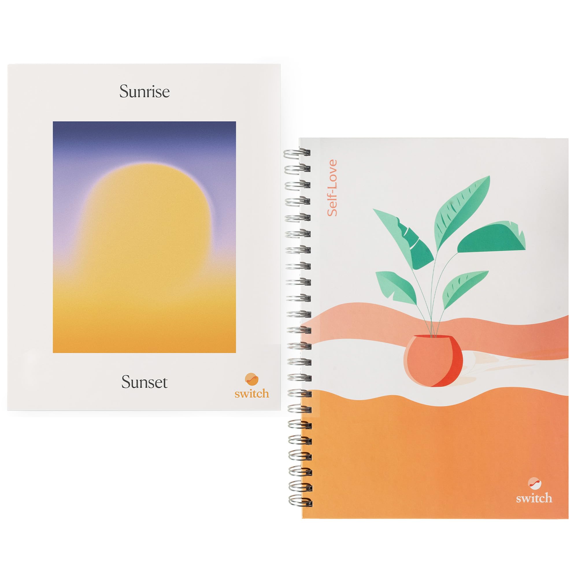 Switch Research Self-Love & Sunrise/Sunset Journals - Science Backed Self Care Diary - Powerful Daily Journal Prompts for Mindfulness, Presence, & Habit Transformation