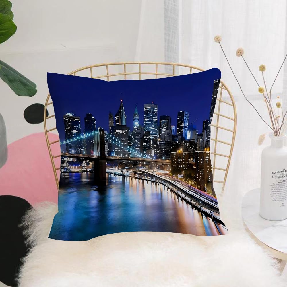 HYOSXW Cushion Cover,Throw Pillow Case Home Decorative for Living Room Bedroom Sofa Chair 16X16 Inch,New York, downtown, downtown New York skyline, skyline,Pillowcase 40X40cm