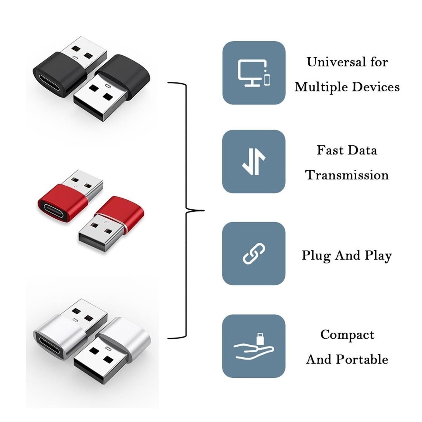 5/10Pcs USB a Tipo C OTG Adattatore USB-A maschio a USB-C femmina per il trasferimento dati del computer portatile (nero - 5 pezzi)