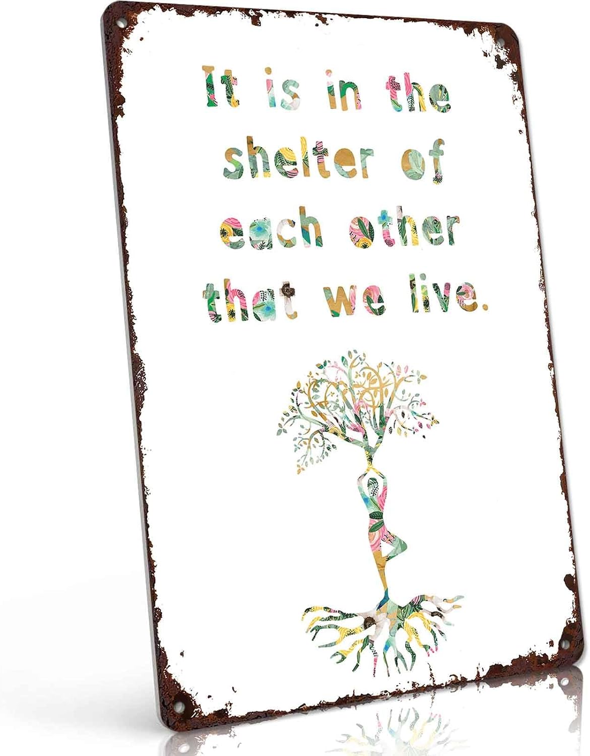Yoga Tree of Life Metal Sign 8 x 12 Inch