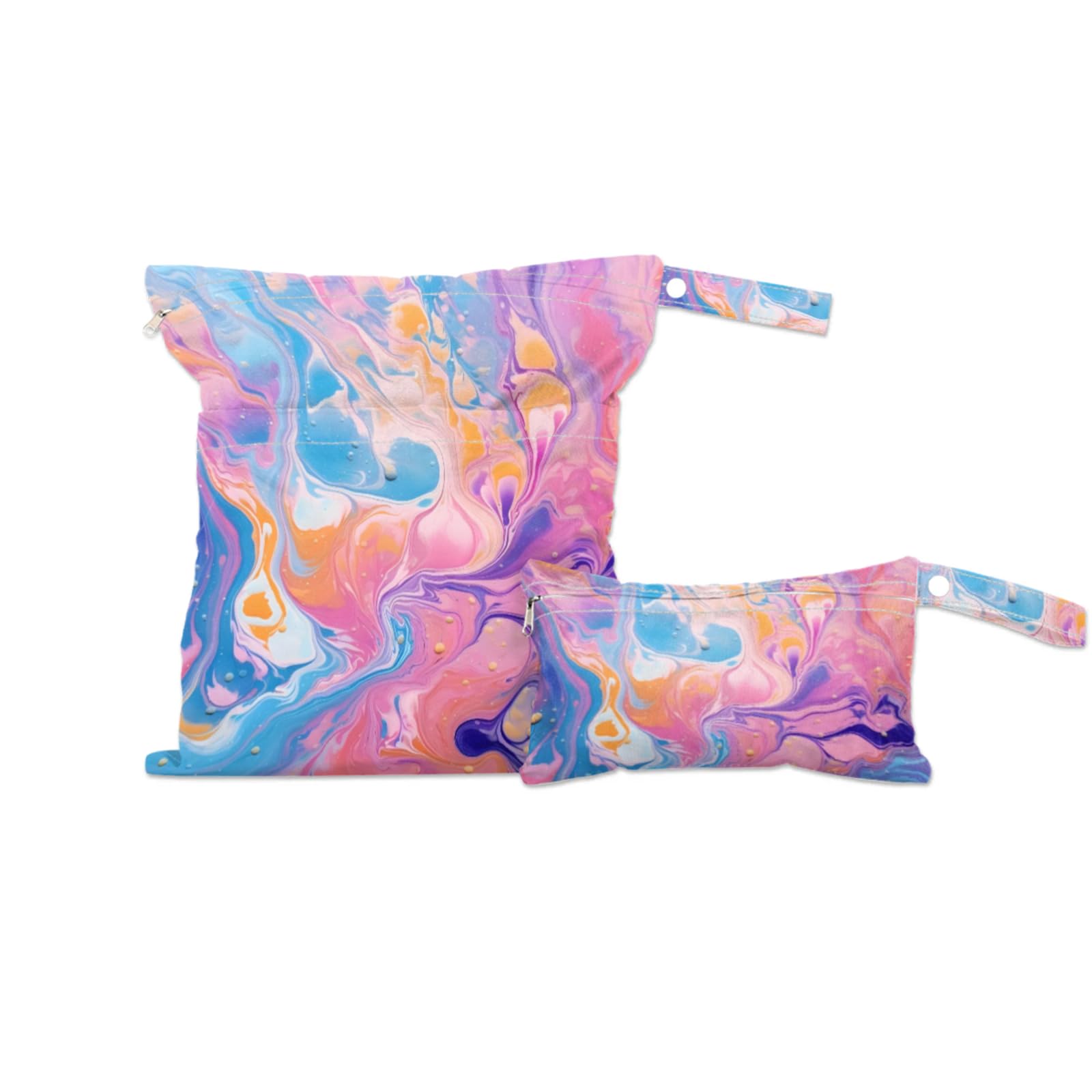2 Set Colorful Skin Wet Dry Bags for Baby Cloth Diapers Waterproof Reusable Storage Bag for Travel,Beach,Pool,Daycare,Stroller,Gym,Laundry,Dirty Clothes,Swimsuits Wet Clothes, Marble Texture Wet Bag