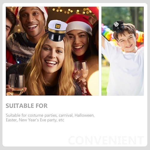 Miniatura 5 de FOMIYES 2 diademas de capitán yate, mini sombrero de capitán para Halloween, cosplay, sombrero azul marino para disfraz náutico, accesorio de