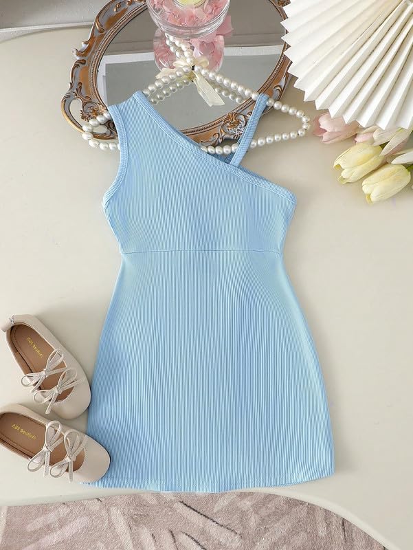 Image of Niren Enterprise Printed Knee Length Sleeveless Asymmetric Neck Stylish Girls Party Dress