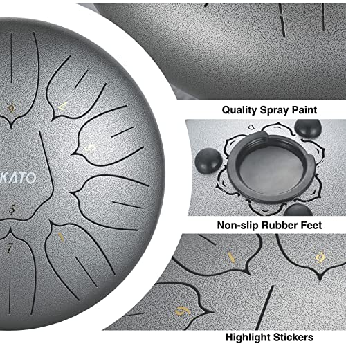 image for LEKATO Steel Tongue Drum 10 Inch 11 Notes, D Major Hanpan Drum Percuss