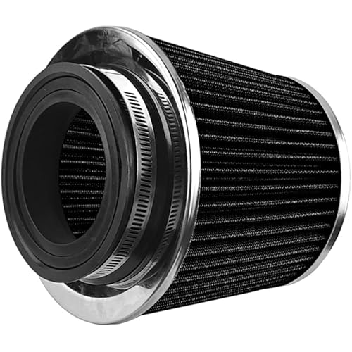 Car Clamp-On Air Intake Filter, 3 In 3.5 In 4 In Round Tapered Vehicle Cone Air Filters, High-Performance ＆ Washable Auto Replacement Intake Filtering Accessories, Universal Fit (Black)