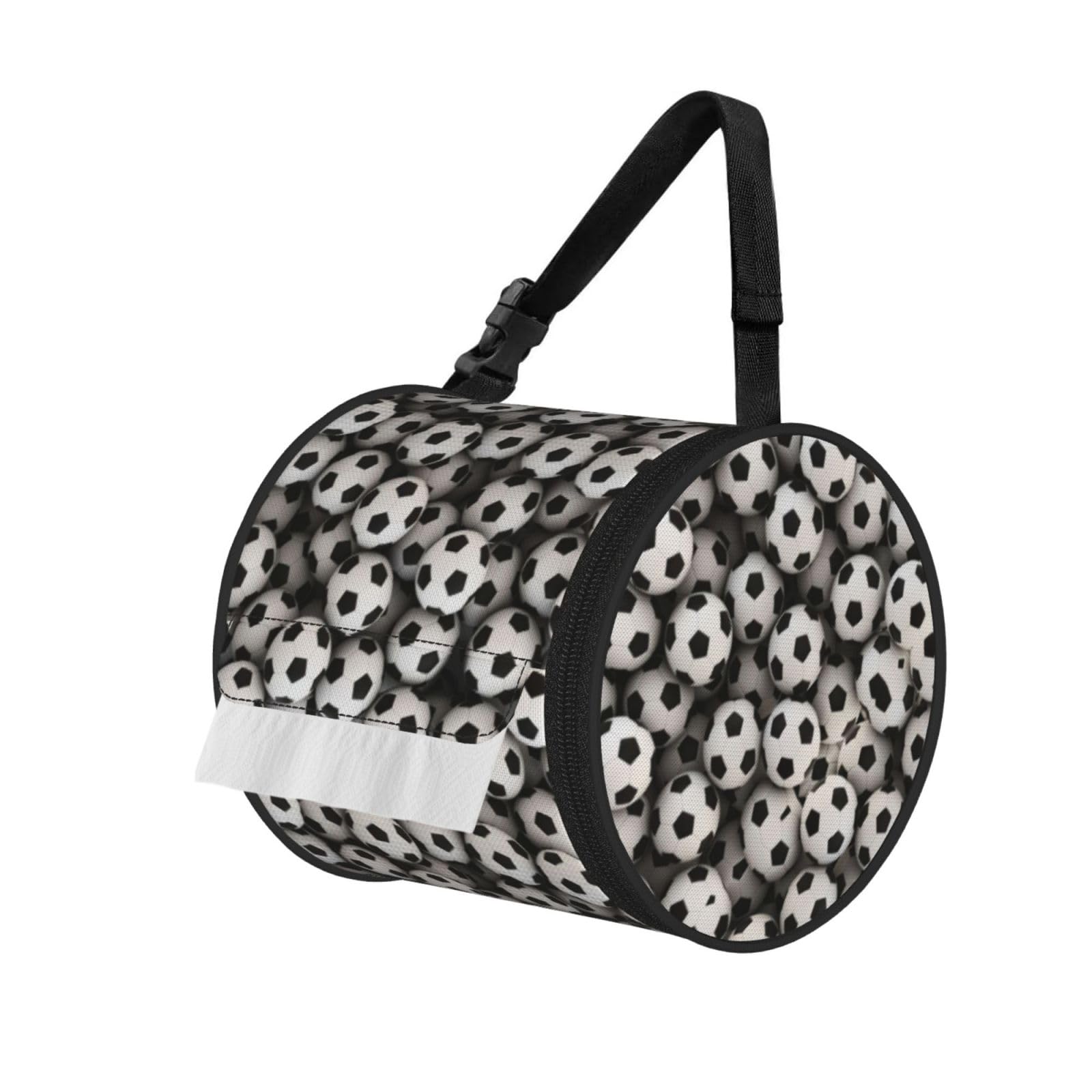 Soccer Sea Printed Toilet Paper Holder Bag, Adjustable Strap Roll Paper Organizer for Car Kitchen Outdoor