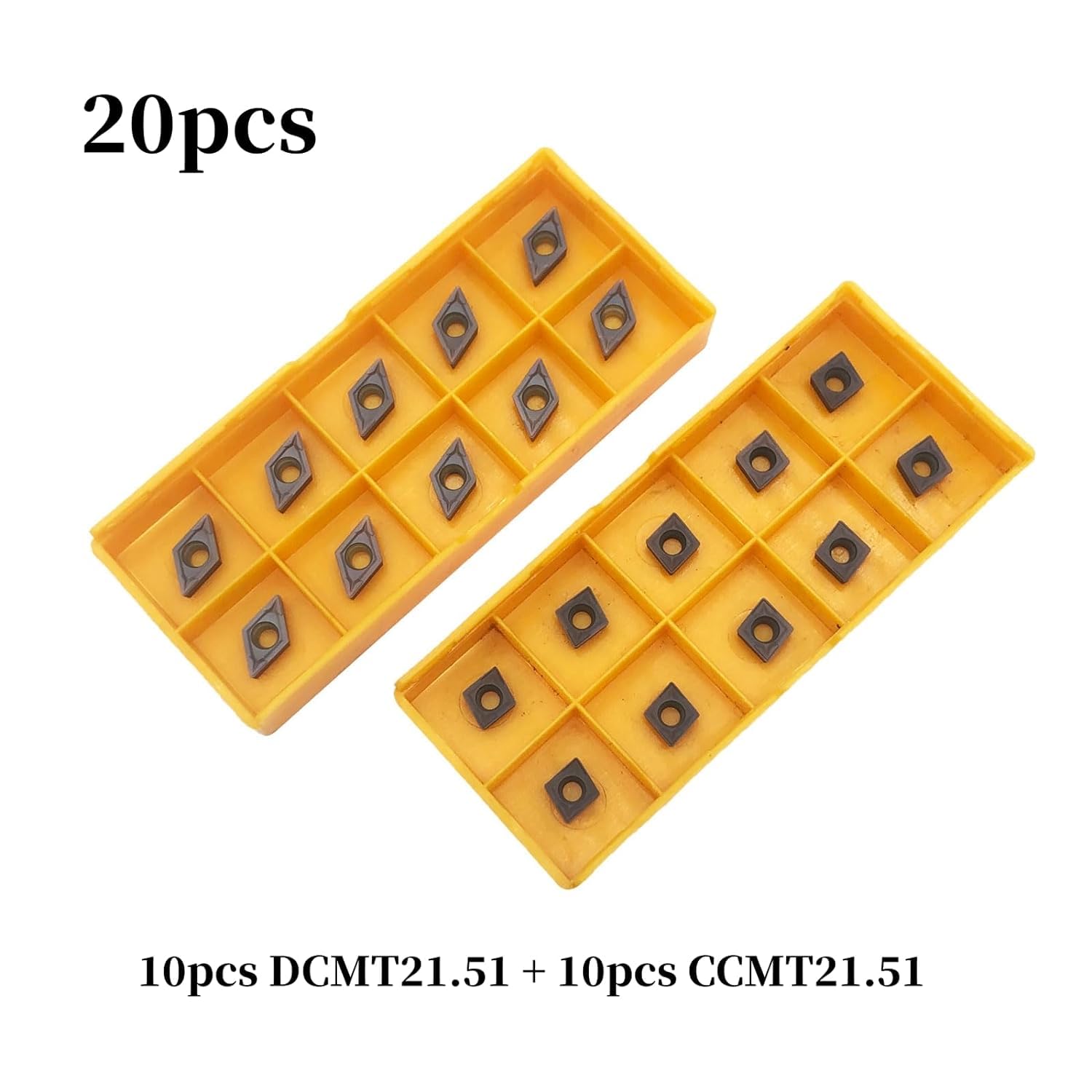 CCMT21.51 CCMT060204 DCMT21.51 DCMT070204 - Inserti in metallo duro, inserto CCMT, inserti di ricambio per tornio rivestito in mutilstrato, 20 pezzi (DCMT21.51 + CCMT21.51)