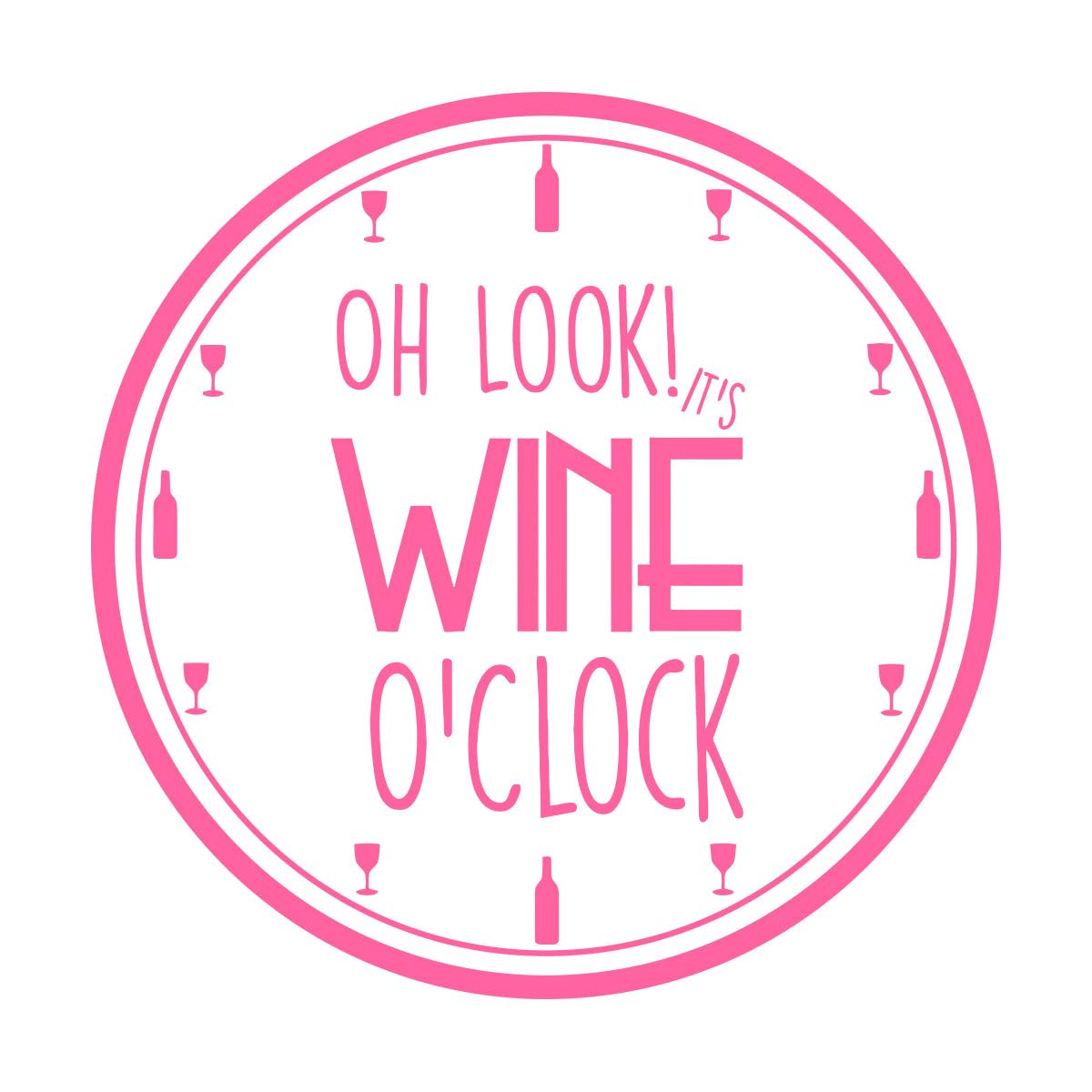 Lzhouting Wall Stickers 0046 It's Wine O'clock Vinyl Wall Sticker Kitchen Bra Decor Wines Pattern Removable Wal Decal Clock Design Home Interior Art Large - 58X58cm