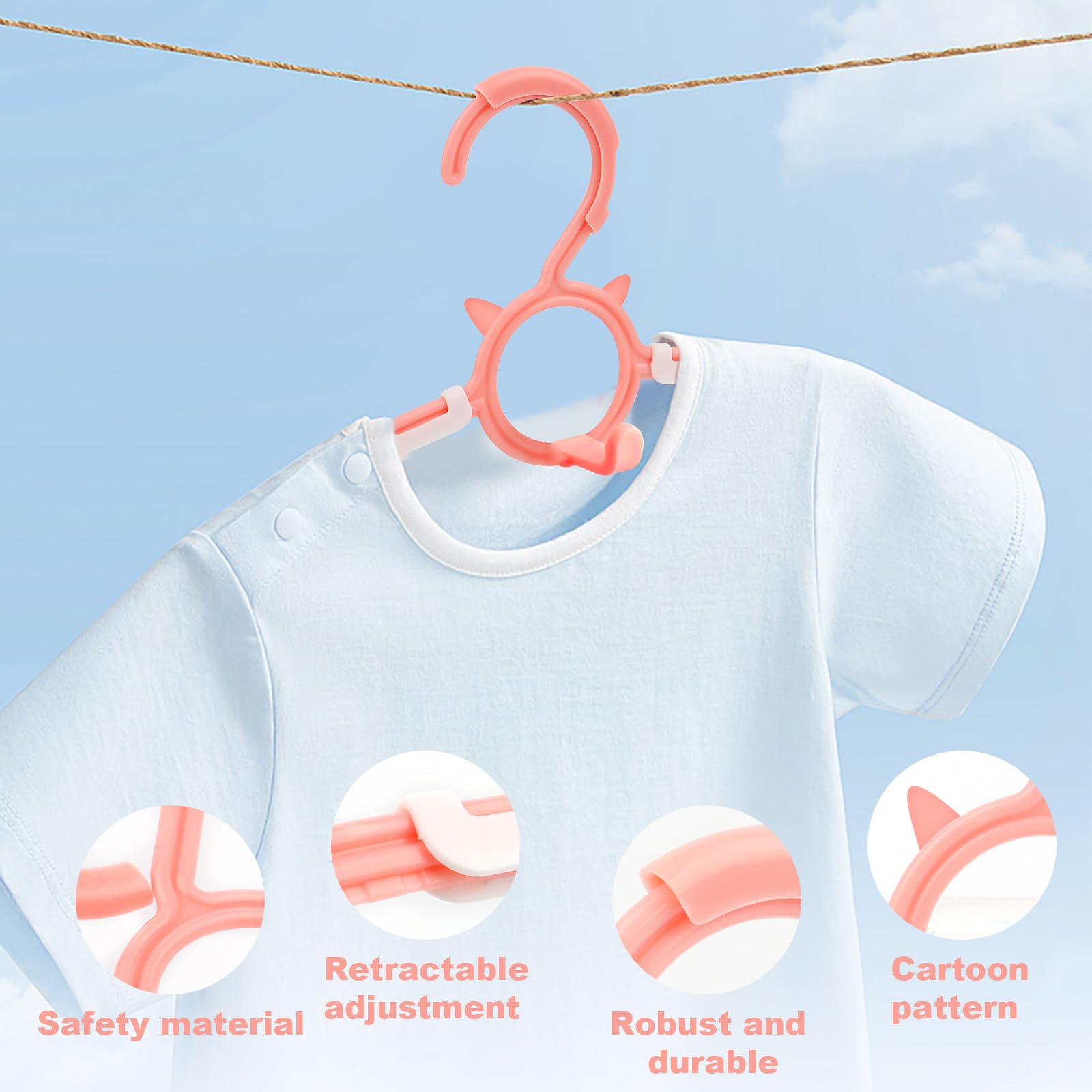 Set di 20 grucce appendiabiti per bambini, Grucce Appendiabiti Rosa con gancio a forma di orsetto, Appendini per Bambini Impilabili Allungabili, antiscivolo, Allungabili, per unisex bambino Neonati