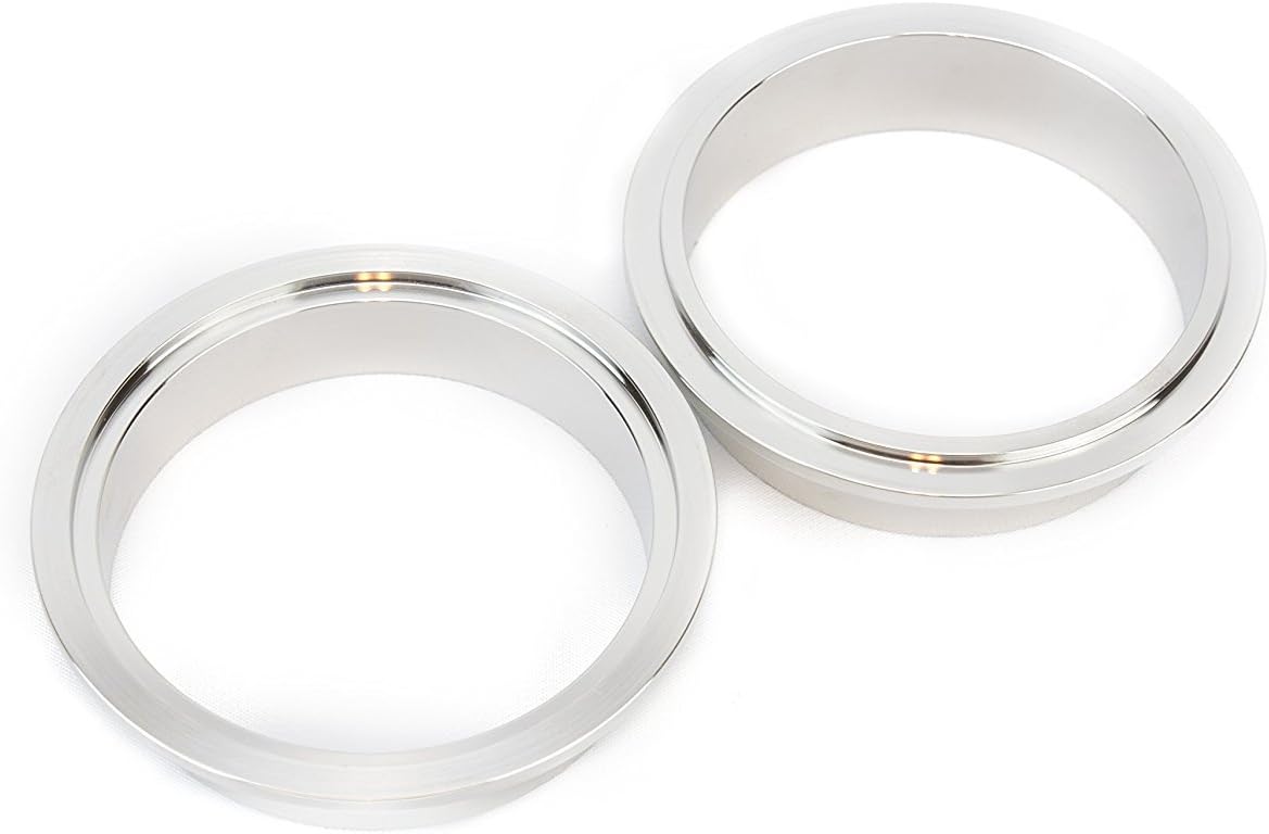 3 Inch V Band Clamp with Set of 3 CNC Stainless Steel Flanges Kit - 3in V-Band Clamp, Male And Female Flanges - Perfect for Turbo, Downpipes, Exhaust Systems