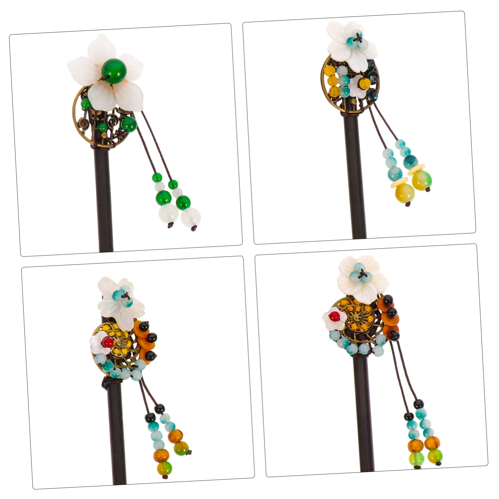 16stücke Traditionelle Chinesische Holz Haarnadeln Mit Quaste Und Blüten Für Hochsteckfrisuren Elegante Haarschmuck Für Hochzeiten Partys Und Besondere Anlässe