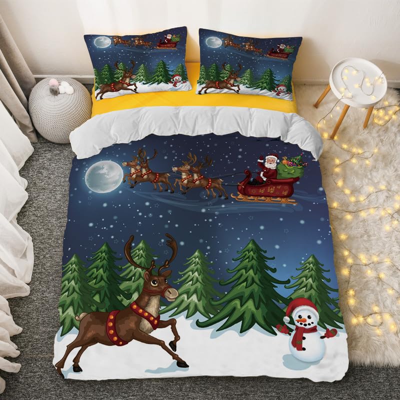 Housse de couette enfant 90x190 anti-plis en microfibre pour un lit de Noël facile à border
