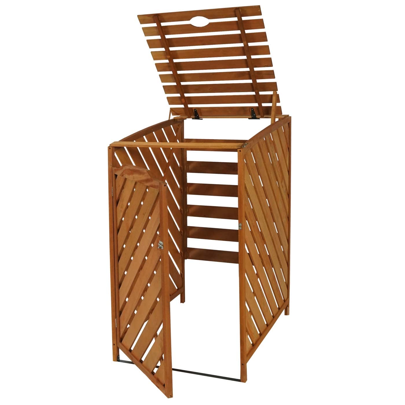 Mendler XL 1er-/2er-Mülltonnenverkleidung Erweiterung HWC-J44 - braun | Mülltonnenbox, Holz, MVG-Zertifiziert, 120x68x98cm