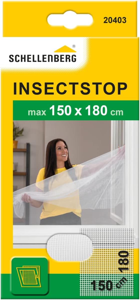 Schellenberg 20403 Fly Screen, Insect, Mosquito Protection for Windows – Various Sizes, White, 150x180cm