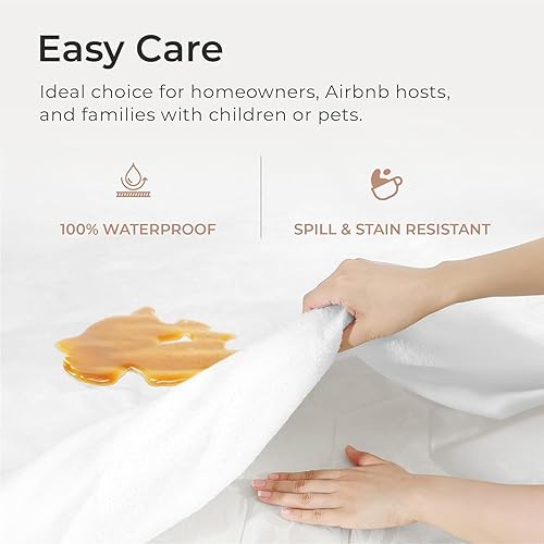 Miniatura 3 de Comfort Beddings Protector de colchón de algodón 100% orgánico, funda de colchón corta Queen de 250 GSM, impermeable, sin ruido, protector de cama