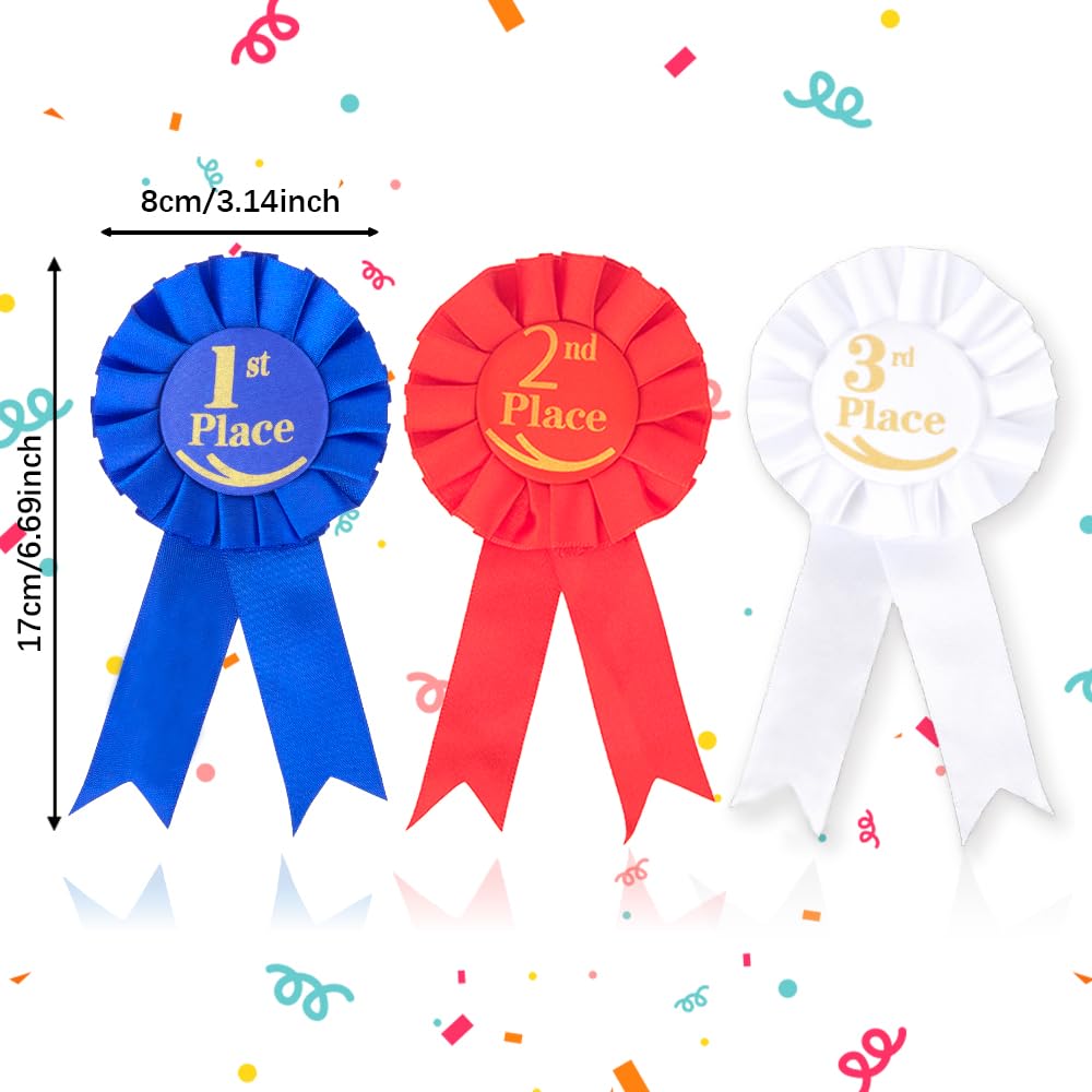 3-Piece Award Ribbon Set - 1st 2nd 3rd Place Satin Ribbons For Competitions & Events