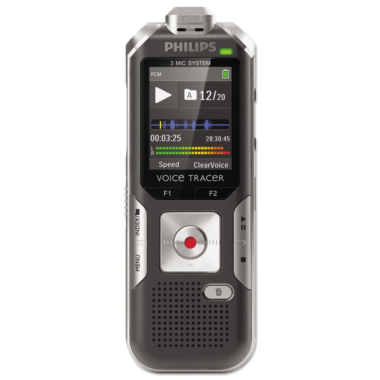 Philips DVT6000 Voice Tracer Digital Recorder with 3 microphone autozoom, 4GB, colour display, anthracite