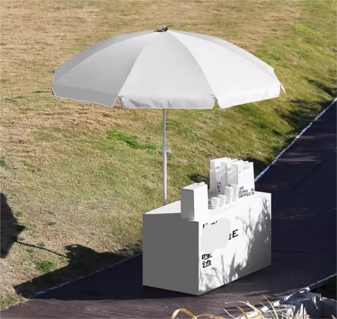 Parasole 5,2FT Parasol Plażowy Oxford Tkanina Parasol Ogrodowy Przenośny Baldachim Piknikowy Parasolka Przeciwsłoneczna Parasol Ogrodowy Z 8 Żebrami Parasol Ogrodowy(White)