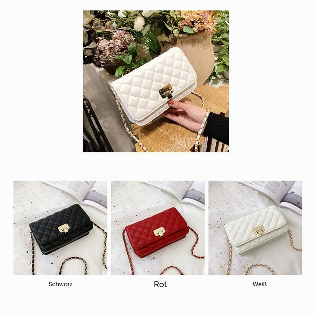Damen-Schultertasche aus Leder, modische Clutch, Handtasche, gesteppt, Designer-Umhängetasche mit Kettenriemen