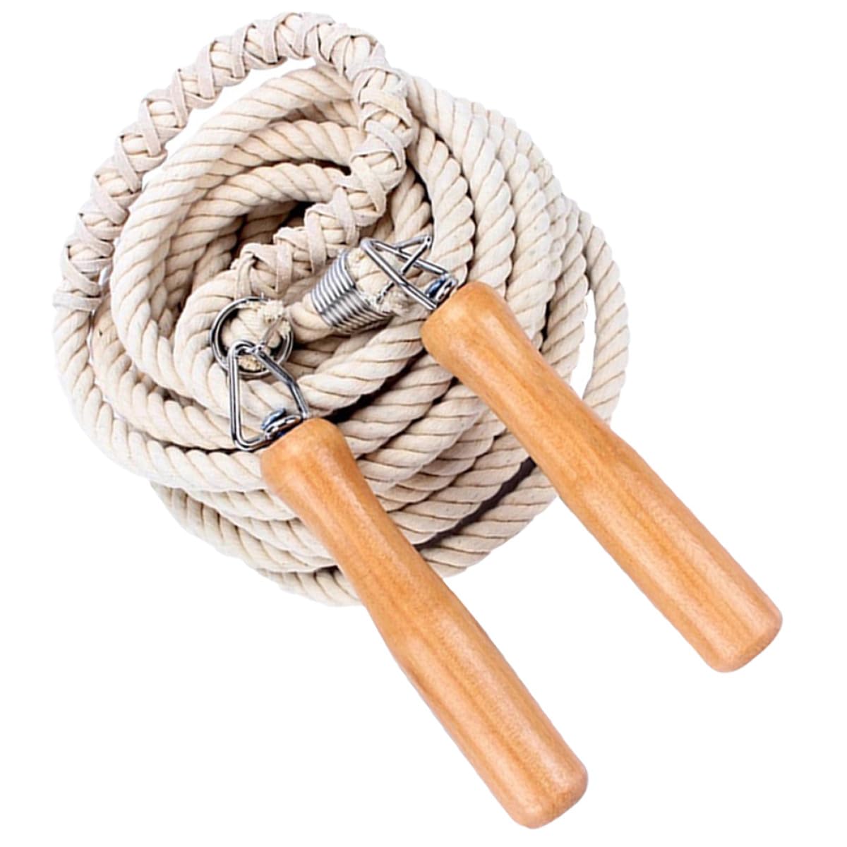 ORFOFE Cuerda para Saltar de Lino Mango de Madera, 7 Metros para 5-7 Personas, Cuerda de Resistencia Grupal para Ejercicio al Aire Libre y Clases de Fitness