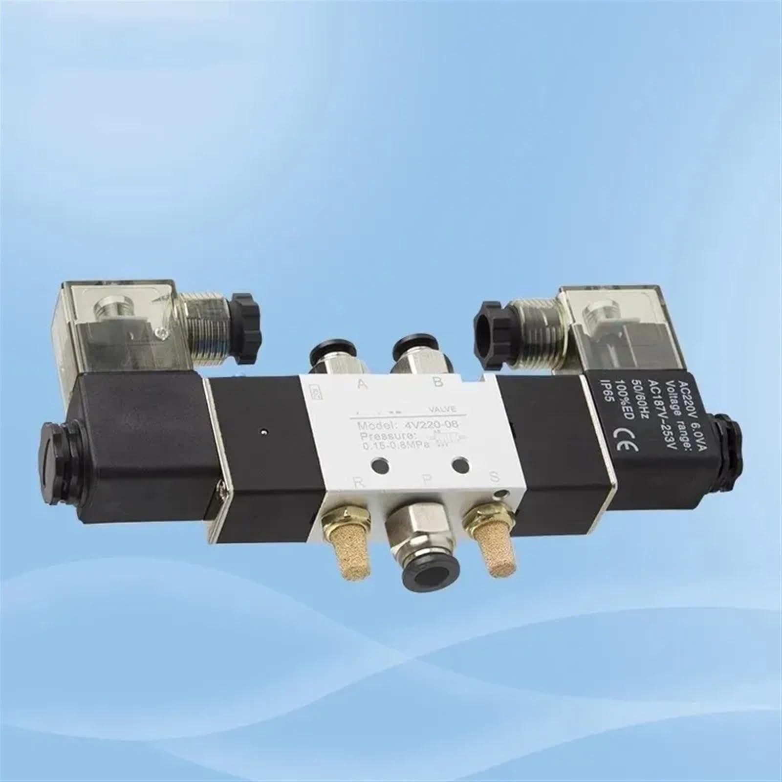 4V120-06 4V420-15 4V320-10 Electroválvula neumática de 5 vías 2 posiciones 1/4" Interior de aleación de aluminio DC12V DC24V AC110V AC220V