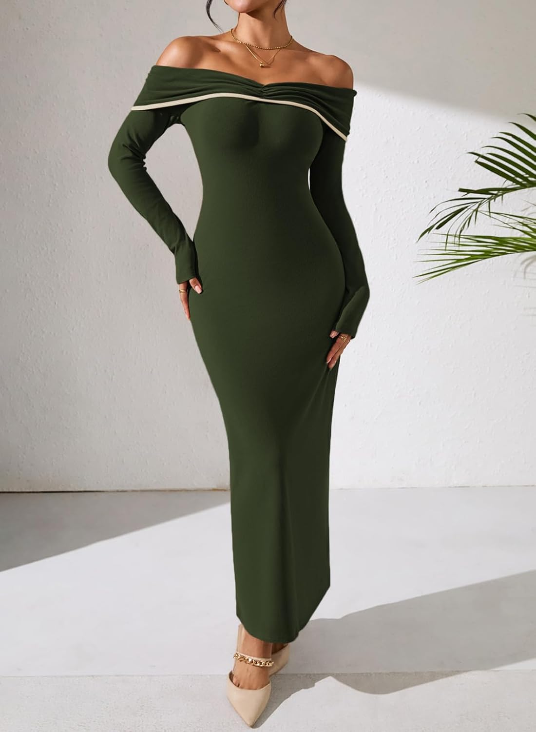 Pink Queen Off Shoulder Bodycon Dress for Women 2025 Sexy Fall Winter Long Sleeve Slim Fitted Cocktail Party Formal Dresses - Image 5