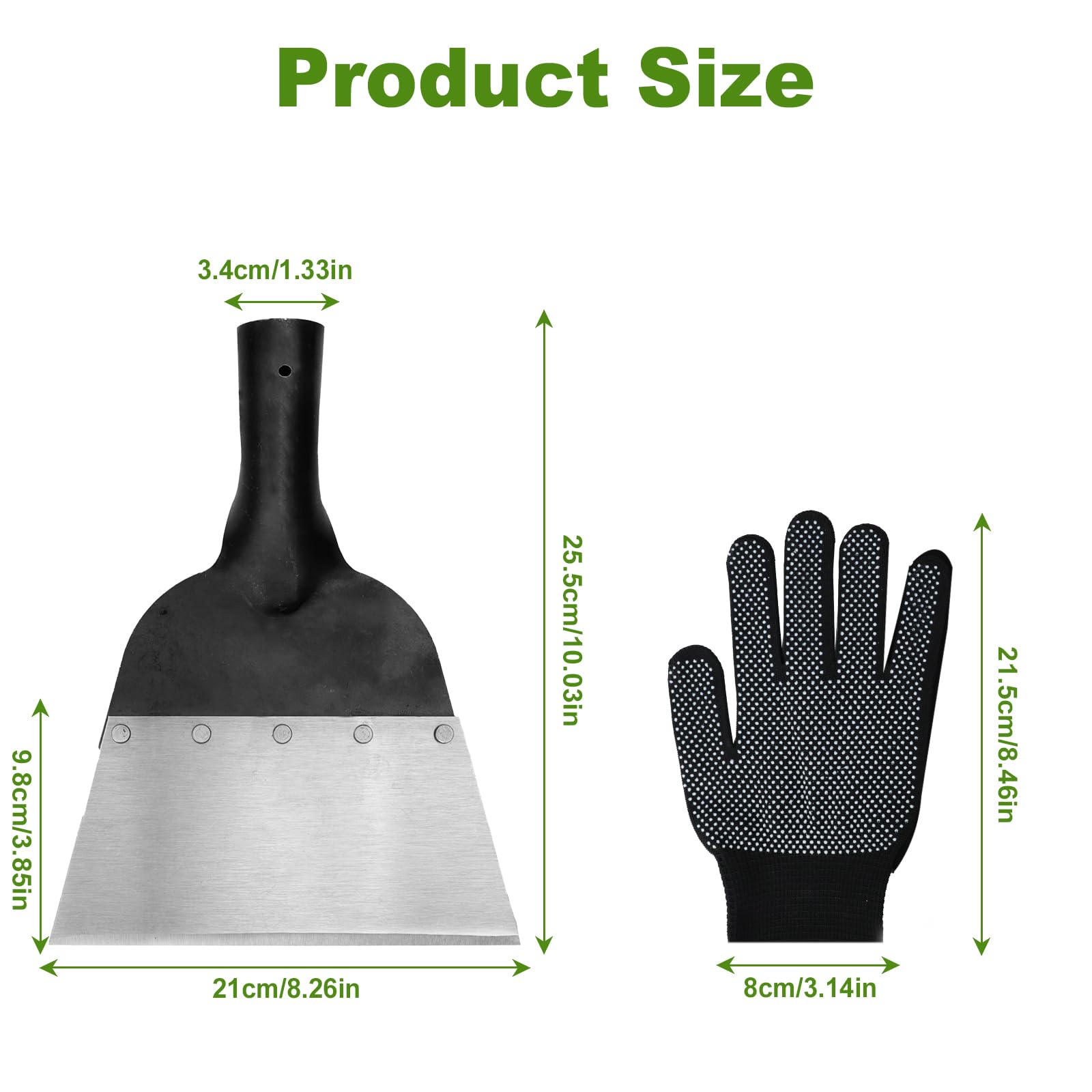 Pala da Giardino,Pala di Pulizia Multifunzionale Pala da giardino Per esterni Per La Casa In Acciaio Togli Erbacce Adatto Per Diserbo Piantare Spalatura Neve Per Pulire Concimare 21cm(Senza Manico)