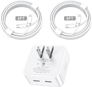 iPhone 14 13 Charger Fast Charging Apple MFi Certified Dual USB-C Port Power Adapter with 2Pack 6FT USB-C to Lightning Cable for IPhone14 Pro Max/13 Plus /12/11 Mini/iPad Pro Wall Block