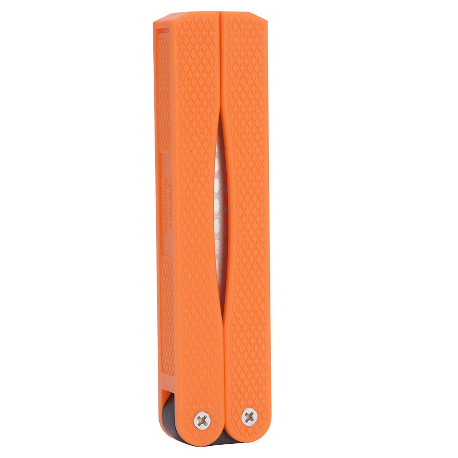 Afilador de Cuchillos Plegable de Doble Cara – Manual Piedra de Afilar Portátil para Exteriores, Cocina, Camping y Senderismo (Naranja)