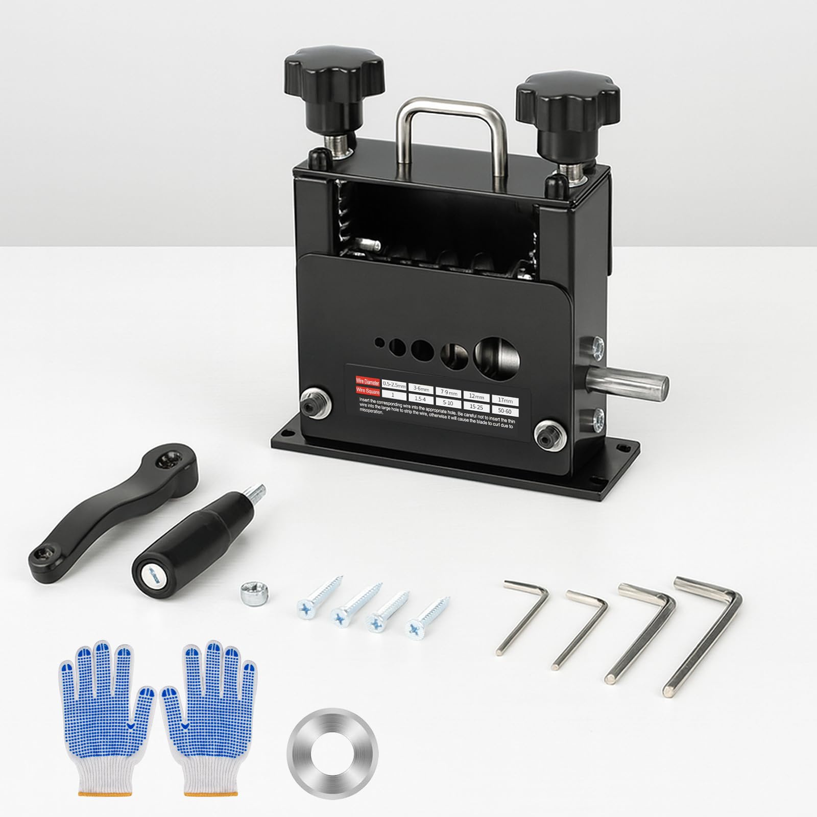 Machine a Denuder, Machine à Dénuder le Cuivre Manuelle avec Déflecteur Semi-Enveloppé & Poignée Supérieure, 0,5 à 17mm Denudeur Cable, Peut Dénuder un Câble Réseau à Paires Torsadées, Pince a Denuder