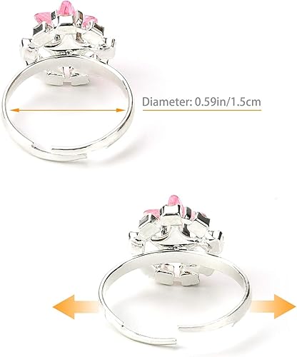 Miniatura 3 de Hifot Anillos ajustables de cristal para niñas, anillos de dedo de joyería de princesa con caja en forma de corazón, anillos de simulación
