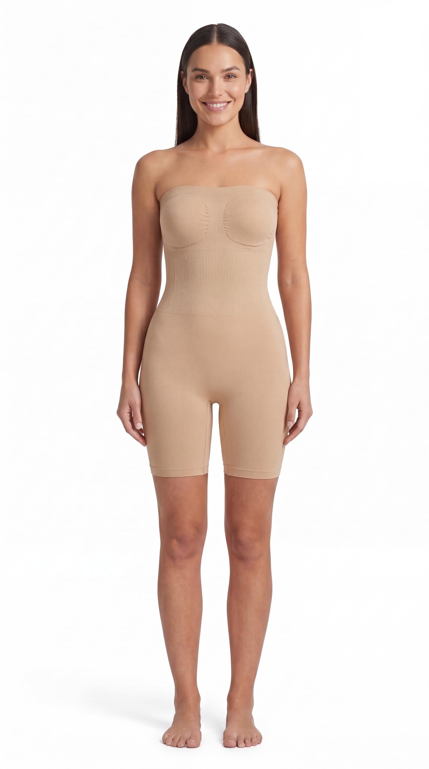 Strapless Full Body Shaper for Women Seamless Tummy Control Shapewear Mid Thigh Slimming Bodysuit Invisible Under Dress Foundation Garment-image-8