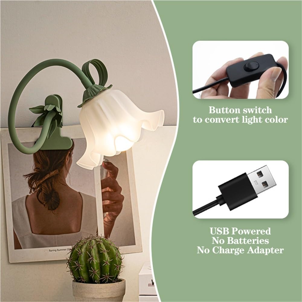 Tischleuchte Nachttischlampe Moderne Tischlampe mit Klemmleuchte, flexibler Schwanenhals, Blumen-Klemmlampe, Schreibtisch-Leselampe, E27, Acryl-Klemmlampen for Schreibtisch, Klavier, Kopfteil, Schlafs