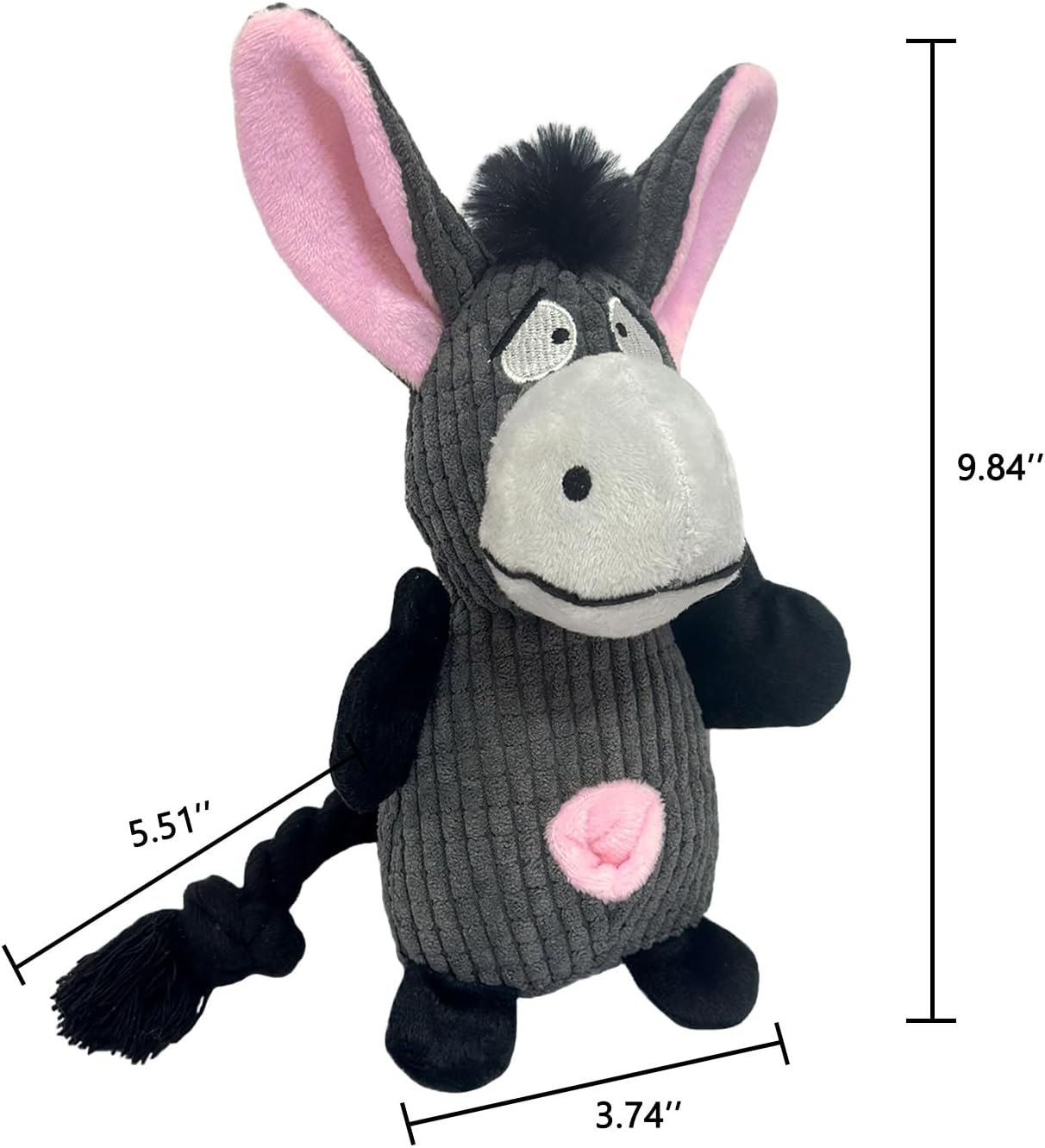 Guiding Star Dog Toys - Cute Squeaky Donkey Pet Toys with Crinkle Paper, Plush and Cotton Rope for Small, Medium and Large Dogs
