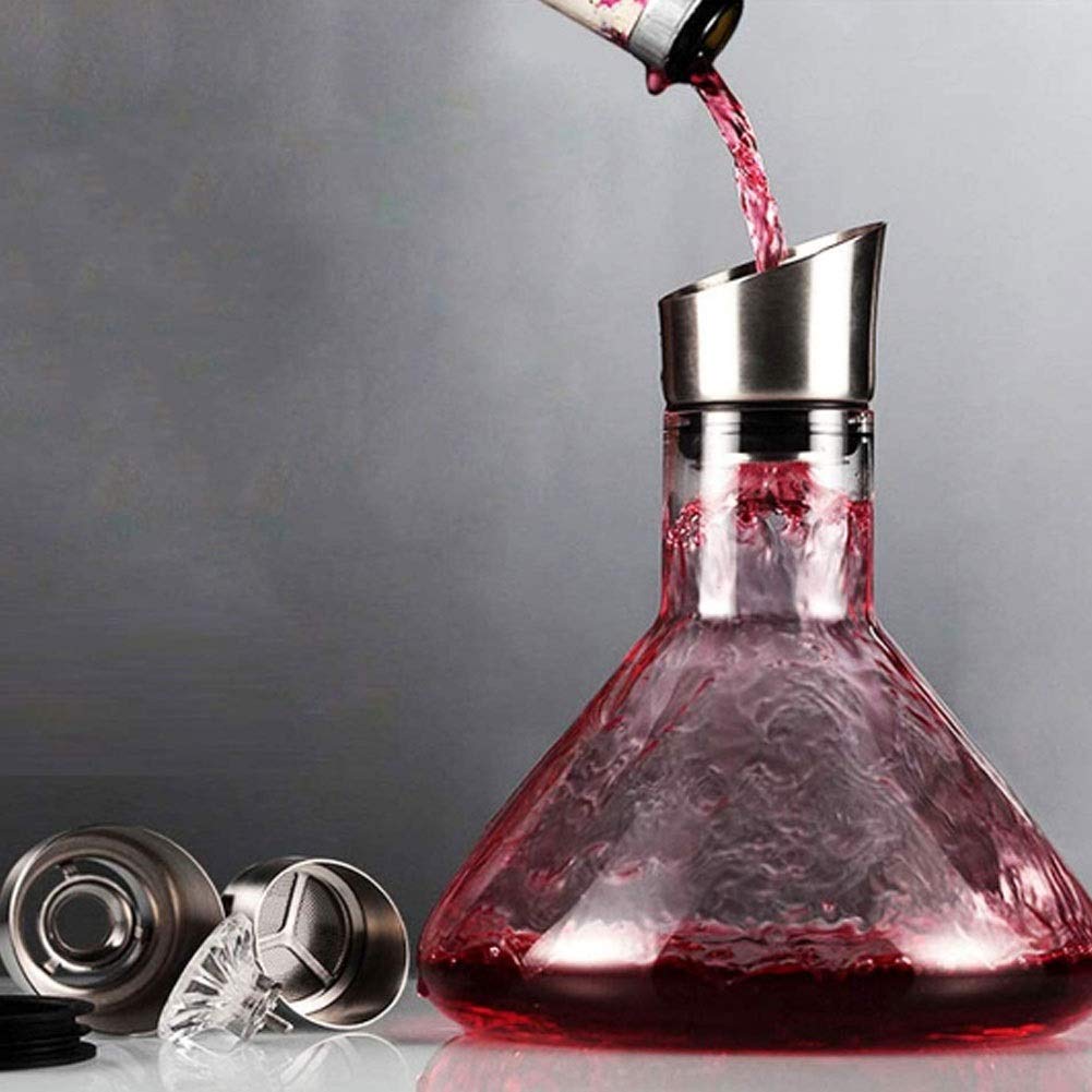 Decanter Bicchieri Whisky Caraffa di Vino Decanter Veloce Creativo Decanter in Vetro di Cristallo Calice di Vino Decanter Filtro con Coperchio Decanter Set