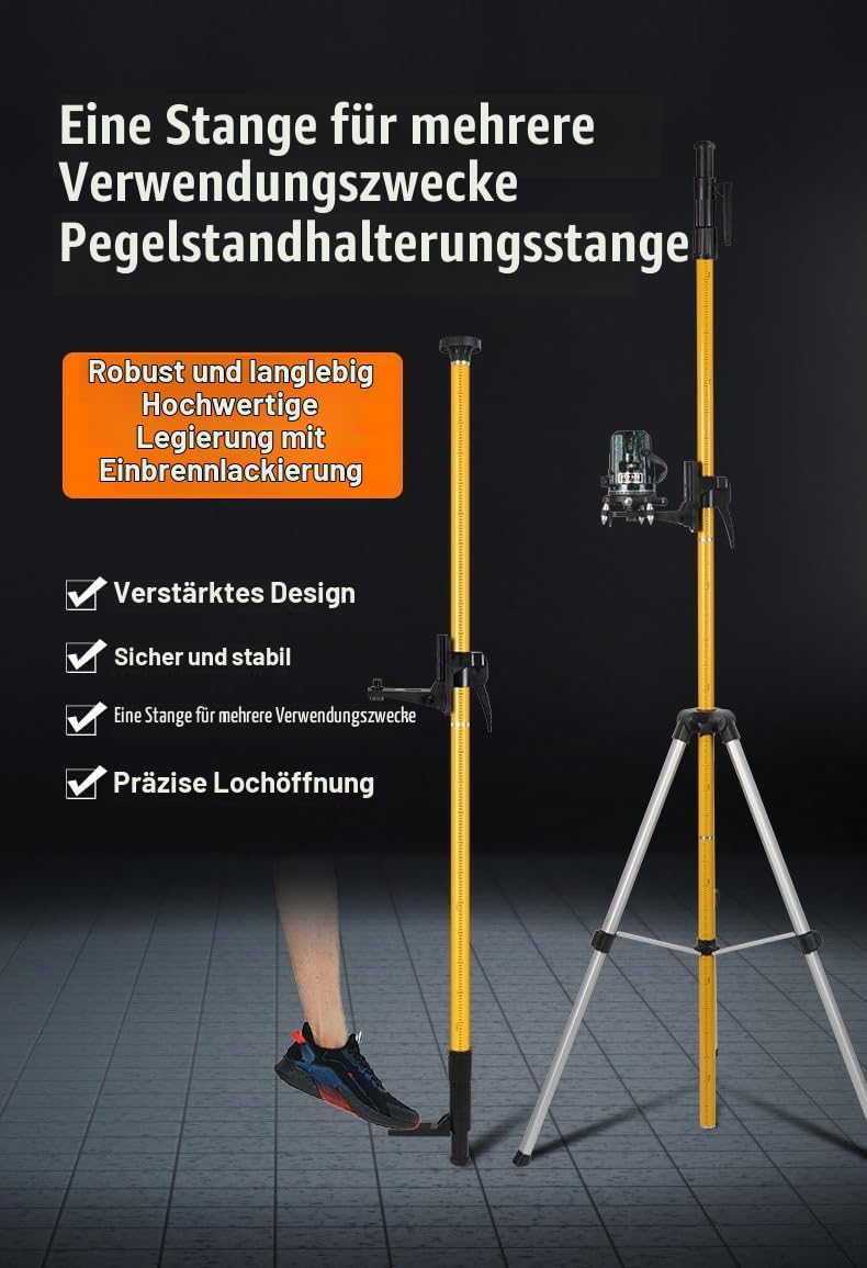 Teleskopstange Laser Stativ 3.7m/12ft für Kreuzlinienlaser