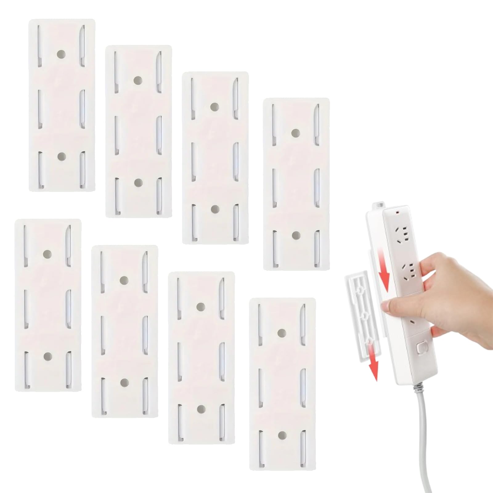 Convenient Desktop Socket Fixer & Surge Protector Holder - Suitable for Kitchen, Home Office, Cable Management. Self-Adhesive & Punch-Free Design (White-8PCS)