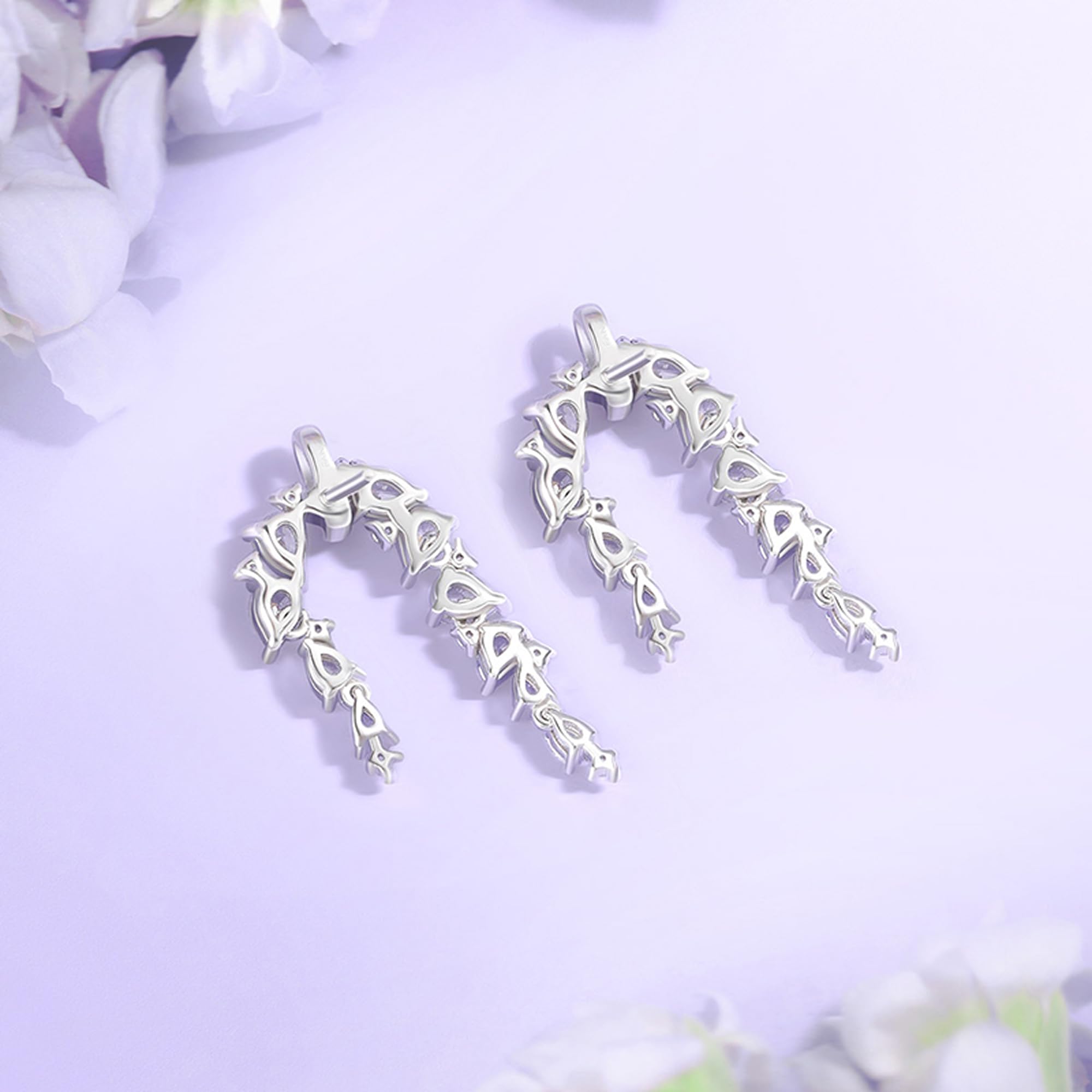 FANCIME Blooming Wisteria Blühende Glyzinie Schmuck Damen Weißgold plattiert Sterlingsilber Kette Simulierter Diamant Zirkonia Anhänger Ohrringe Geschenk Jahrestag Geburtstag Hochzeit für Frau Mutter