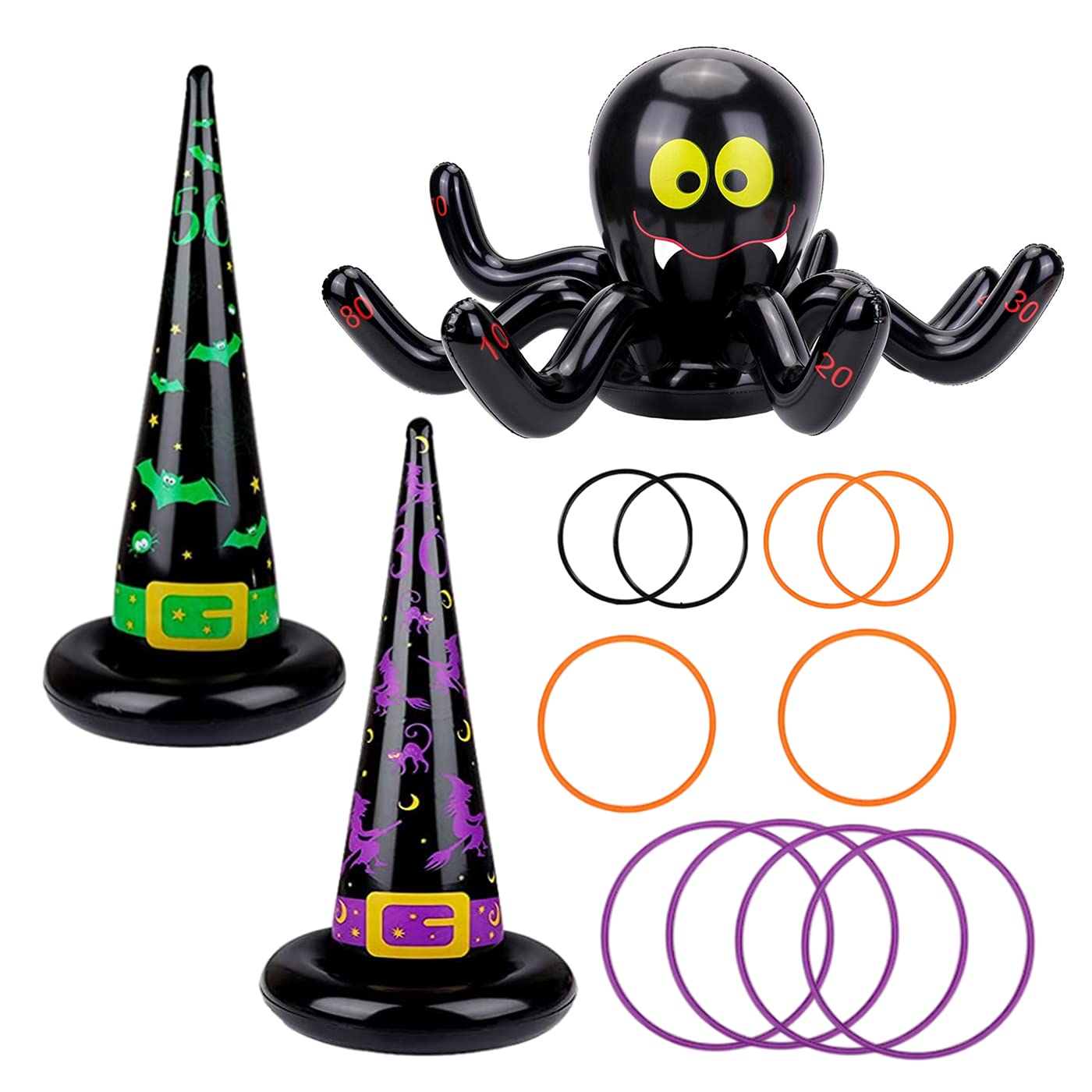 Aisszhao Party Toss Game with 4 Rings,Inflatable Throwing Rings Fun Games for Kids Adults Family Indoor Outdoor Garden Game