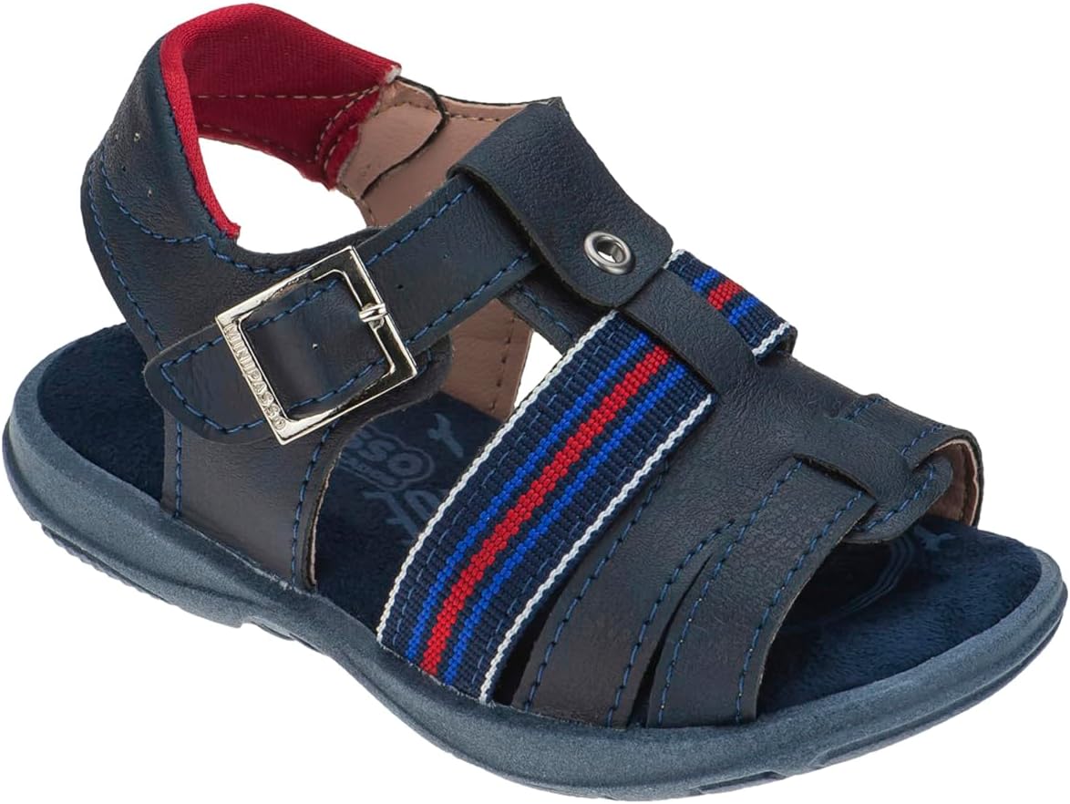 Papete Infantil Masculino Sandalia Menino Infantil Junevil Marinho e Café